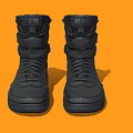 Stylish Modern Black High Top Boots With Structured Upper And Laces