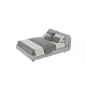 Modern Upholstered Double Bed With Grey Bedding Pillows And Padded Headboard 3d model