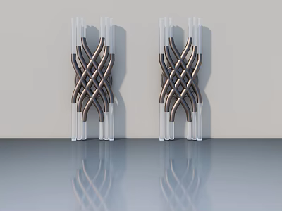 Modern Hinged Door Design With Twisted Metal Frame And Transparent Glass Panels 3d model