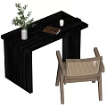 Middle style desk and chair combination 3d model