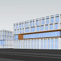 Modern Industrial Factory Building With Large Glass Windows And Green Landscaping