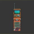 Vintage Orange Flip Mobile Phone With Antenna Green Screen And Keypad