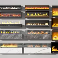 Different Modern Fireplace Designs With Various Materials And Realistic Flame Effects 3d model