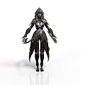 Woman In Futuristic Fantasy Style Armored Outfit With Intricate Metallic Details 3d model