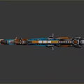 Futuristic Sci Fi Gun With Blue Orange Silver Accents And Sleek Modern Design Elements