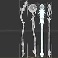 Fantasy Magic Staffs Collection With Diverse Designs And Decorative Elements