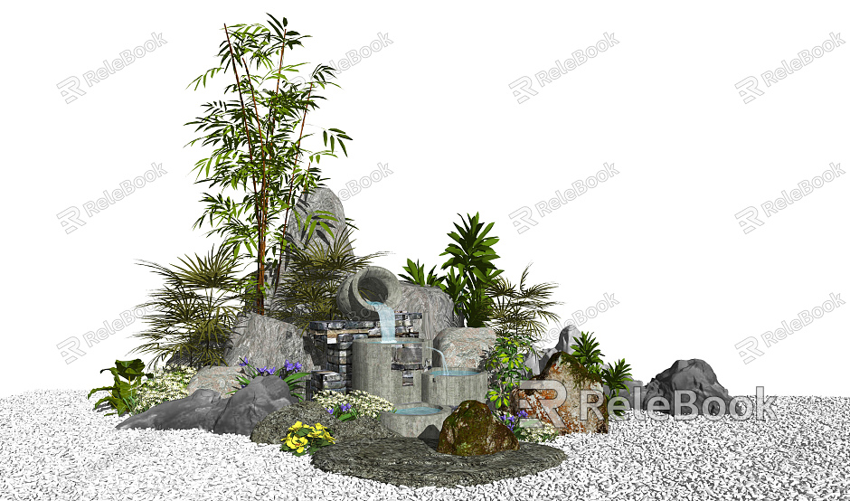 New Chinese style landscape sketch landscape sketch courtyard landscape rockery stone model