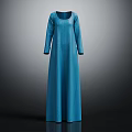 Elegant Blue Long Dress With Long Sleeves And Simple Classic Design