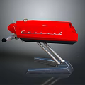 Red Cessna Model Display With Metal Stand On Gray Background Surface 3d model