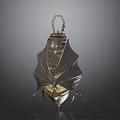 Metallic Decorative Vessel 3D Model With Hexagonal Top Wing Like Panels And Glowing Base
