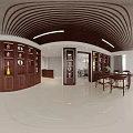 Modern Private Room Interior With Dining Table Sofa Chandelier And Round Artwork 3d model