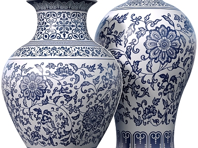 New Chinese-style Ceramic Porcelain Vessel and Utensil Blue and White Porcelain model