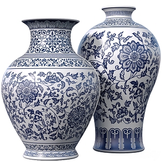 New Chinese-style Ceramic Porcelain Vessel and Utensil Blue and White Porcelain 3d model