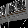 Modern Elevated Track Structure With Glass Curtain Walls And Metal Supports