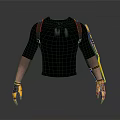 Character Outfit With Black Sleeveless Top Red Yellow Straps Arm Decorations And Yellow Black Gloves