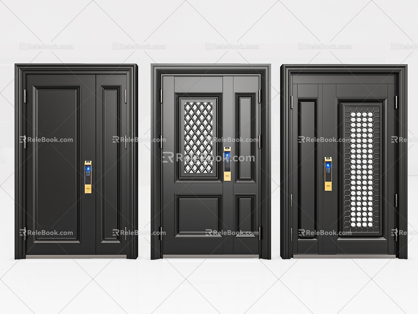 Modern entry security door, mother and child door, single door, combination door, mother and child security door, intelligent security door 3d model