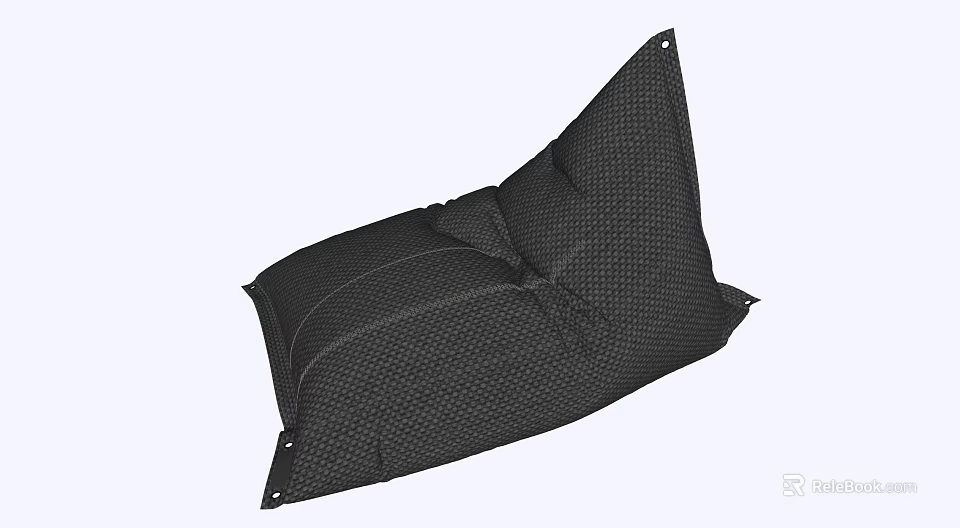 Black Bean Bag Chair with Textured Fabric for Comfortable Lounge Seating 3d model 