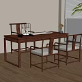 New Chinese Style Desk Chair Writing Desk 3d model