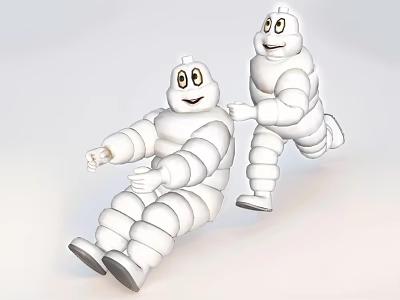White Cartoon Style Dolls With Smiling Faces Sitting And Standing In Interactive Poses 3d model
