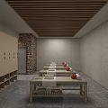 Serene SPA Sauna Locker Room With Wooden Lockers Marble Floor And Chinese Lantern Decorations