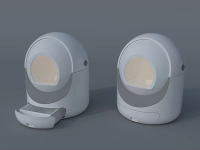 Enclosed White Cat Litter Box With Drawer Design For Home Pet Supplies 3d model