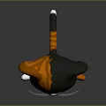 Cute 3D Cartoon Cat Character With Orange Black White Fur And Green Eyes