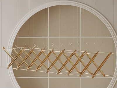 Golden Geometric Crossed Linear Chandelier in Circular Frame Background 3d model