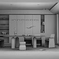 Modern dining table and chair combination 3d model