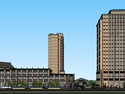 Modern Urban Building Cluster With Glass Windows Tall Towers And Low Rise Structures 3d model