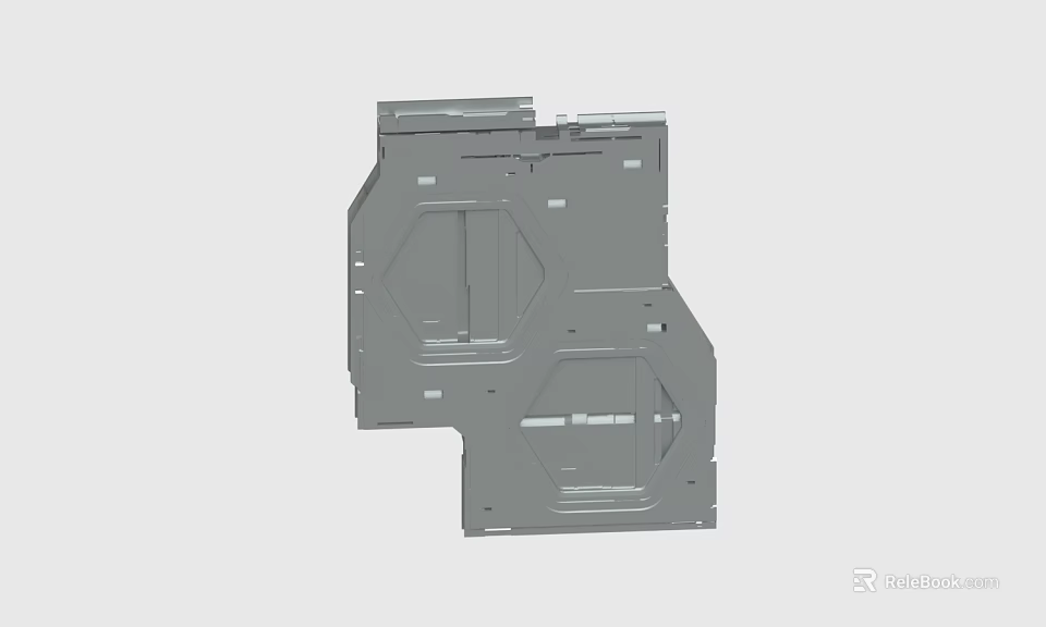 Gray Metal Structural Component For Mechanical Electronic Enclosure With Holes And Geometric Design 3d model 