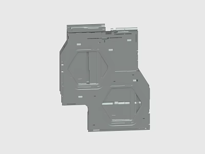 Gray Metal Structural Component For Mechanical Electronic Enclosure With Holes And Geometric Design 3d model