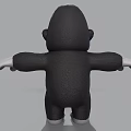 Cartoon Gorilla 3D Model With Black And White Color Standing Pose Open Arms