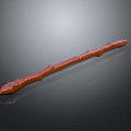 Red Long Textured Surface Staff Weapon With Dark Background Reflective Effect
