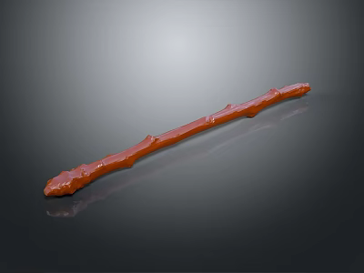 Red Long Textured Surface Staff Weapon With Dark Background Reflective Effect 3d model