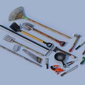 Hardware Tools Collection with Various Essential Hand Tools Including Hammer Shovel Rake Wrench and Screwdriver 3d model