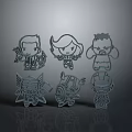 Decorative Furniture Decor With Six Cartoon Character Silhouette Designs