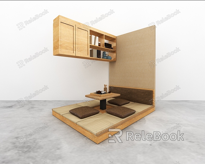 New Chinese Tatami Tea Table and Chair Tea Area model