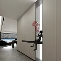 Modern Living Dining Room Interior With Large TV Black Sofa Round Coffee Table Dining Table