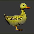 Yellow Decorative Duck Figurine Featuring Shiny Feathers Orange Beak And Feet