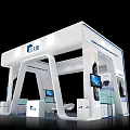 ETAR Modern White Exhibition Booth With Tire Displays Electronic Screens And Furniture