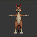 3D Cartoon Kangaroo Character with Orange Fur White Belly Big Ears and Blue Eyes Standing