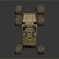 Golden Exploration Rover With Large Rugged Tires And Geometric Body Design For Off Road Terrain