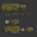 Green Vegetated Terrain Scene Components With Model Landscape Details And Pieces