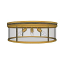 Round Ceiling Light with Gold Frame Transparent Glass Shade and Three Bulbs 3d model