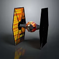 Detailed TIE Fighter Model With Black And Orange Wings And Spherical Cockpit