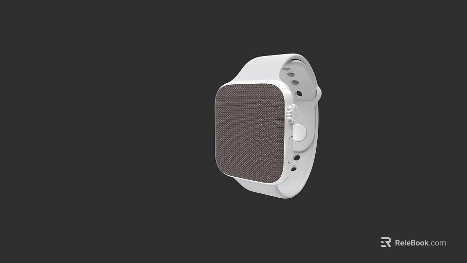 Modern White Electronic Smartwatch With Mesh Dial And Soft Strap Design 3d model 