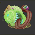 Game and Movie Character Featuring Cat Ears Sharp Teeth Green Tentacle Sushi Element
