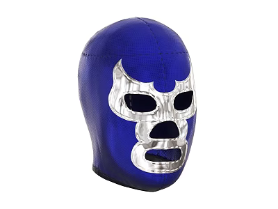 Blue Wrestling Mask With Silver Decorative Face Design And Comfortable Fit 3d model