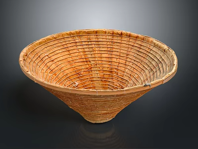 Natural Woven Bamboo Storage Basket Bowl Shaped With Traditional Craftsmanship 3d model
