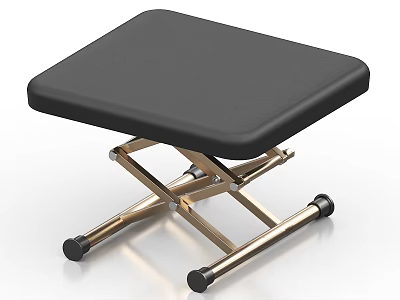 Modern Single Chair With Black Cushion And Crossed Metal Frame Design 3d model